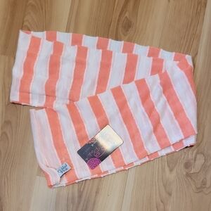 NWT Tickled Pink Orange/white Striped Cotton Infinity Scarf